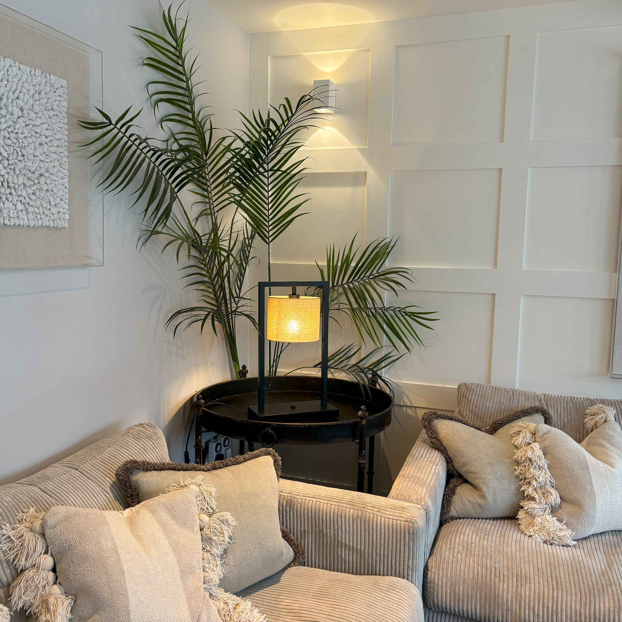 Square Frame Table Lamp in Satin Black